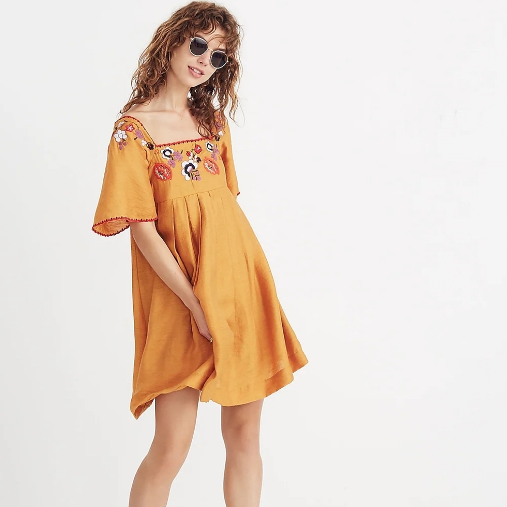 Madewell Embroidered Square-neck Mini Dress - Picture 13 of 13